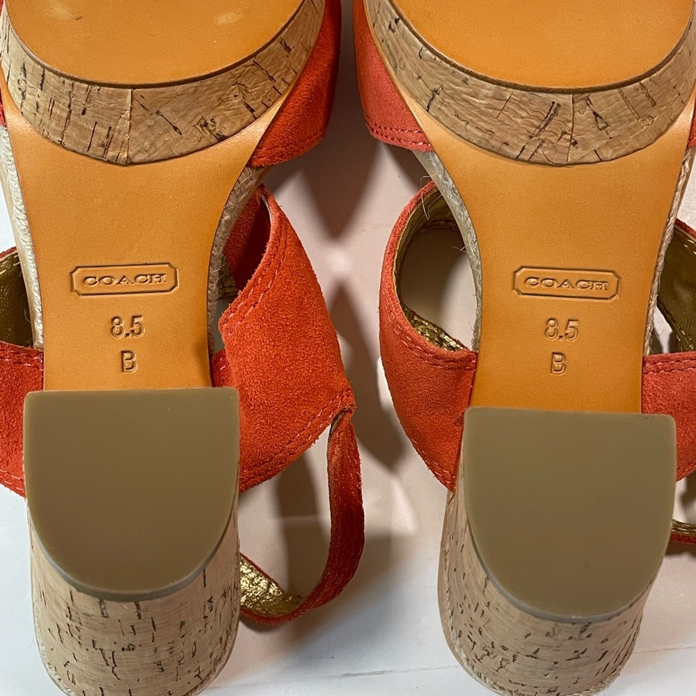 Coach Shoes 8.5 Tulip Platform Suede Leather Sandals Coach - Picture 7 of 15